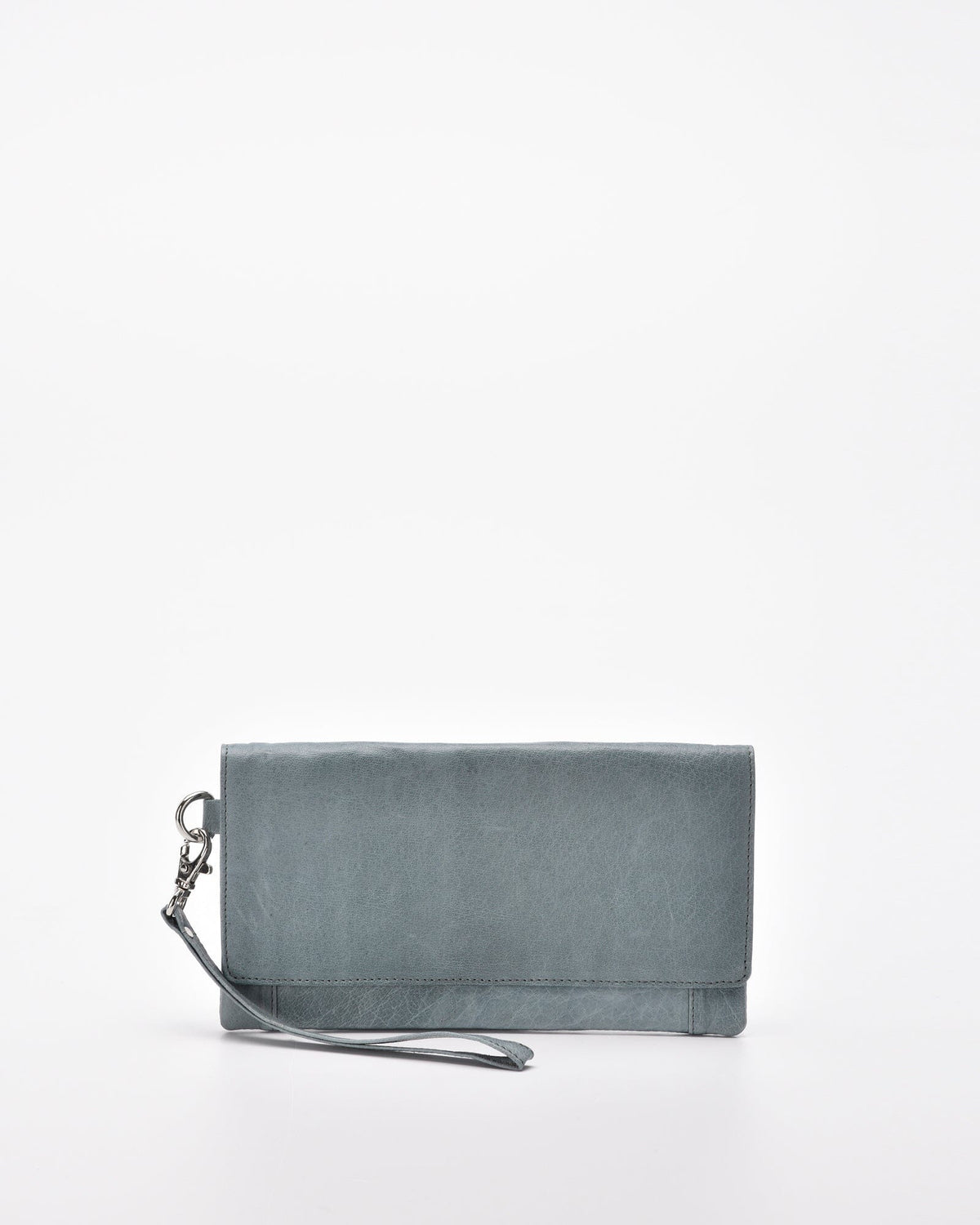 Wodonga Soft Leather Fold Over Wallet With Wristlet - Charcoal