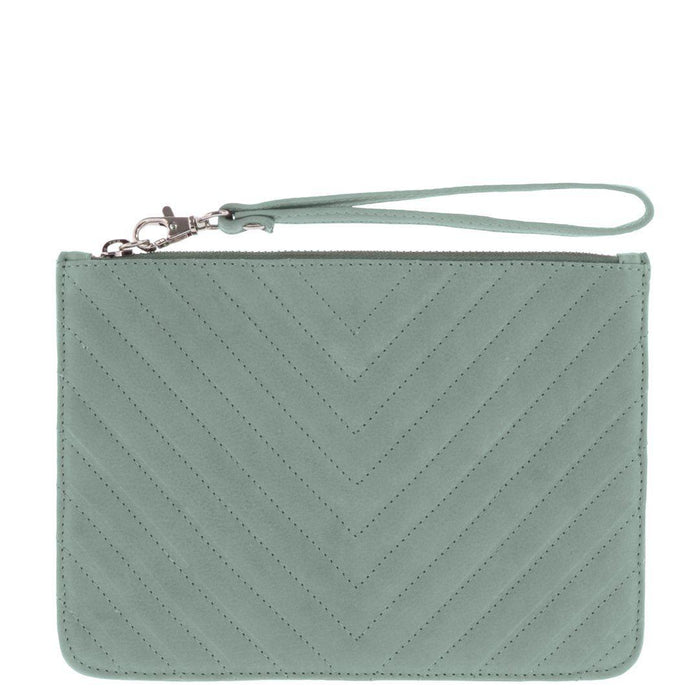 Astrid V-Quilted Leather Wristlet Pouch