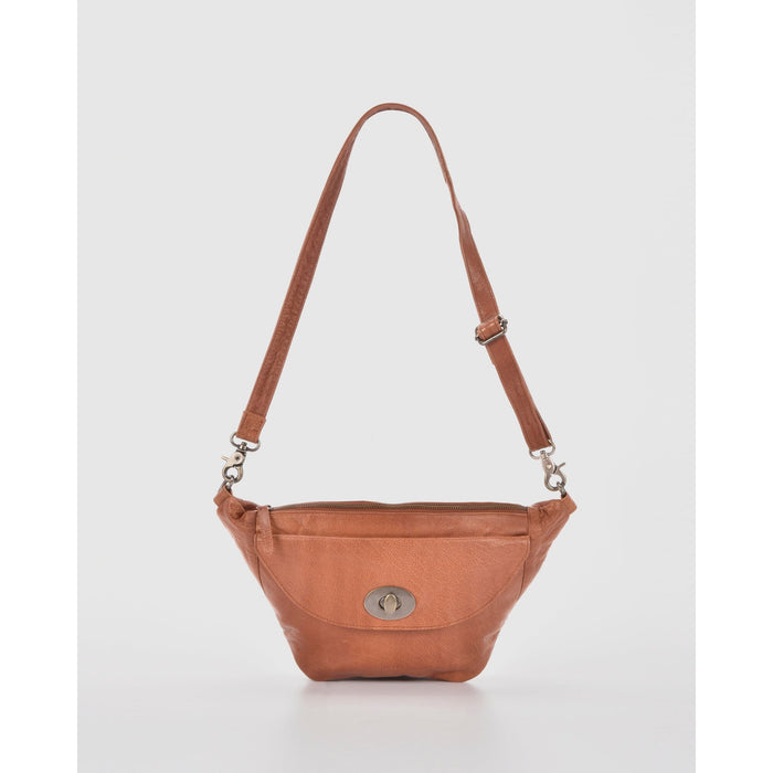 Dickson Leather Crossbody Bag With Turnlock - Tan
