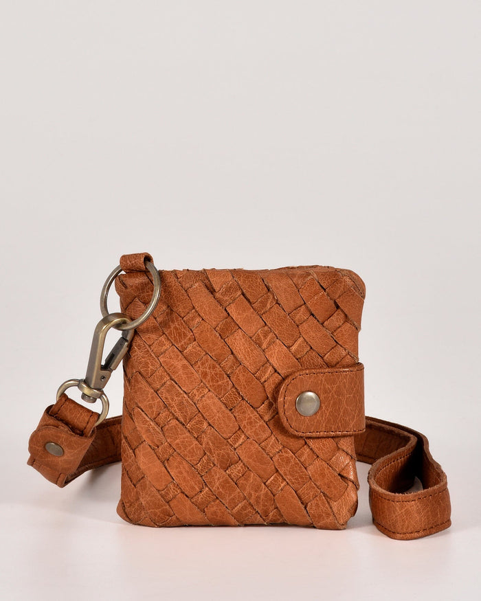 Flynn Leather Woven Wallet with Lanyard strap