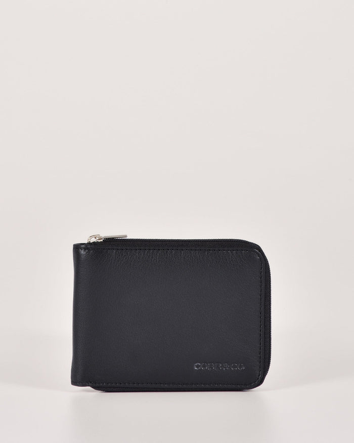 Hunter RFID Men's Zip Around Leather Wallet - Brown