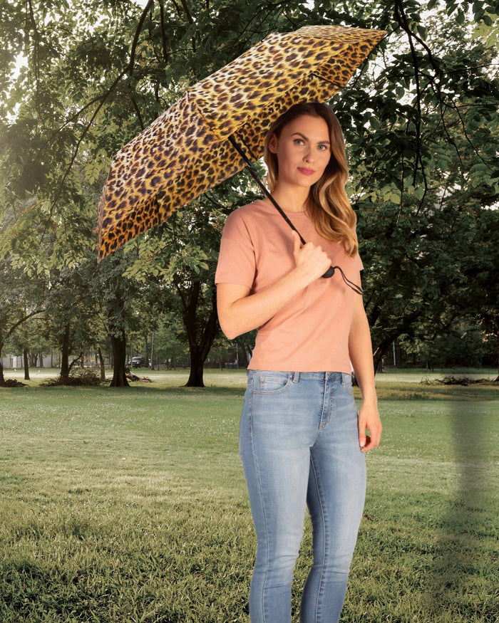 Leopard Print Compact Umbrella