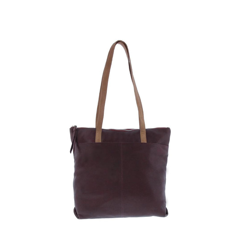 Tayla Leather Two-Tone Tote